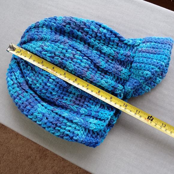 Blue Macaw Slouchy with a Brim OSFM crochet newsboy slouch hat premade - Picture 7 of 7